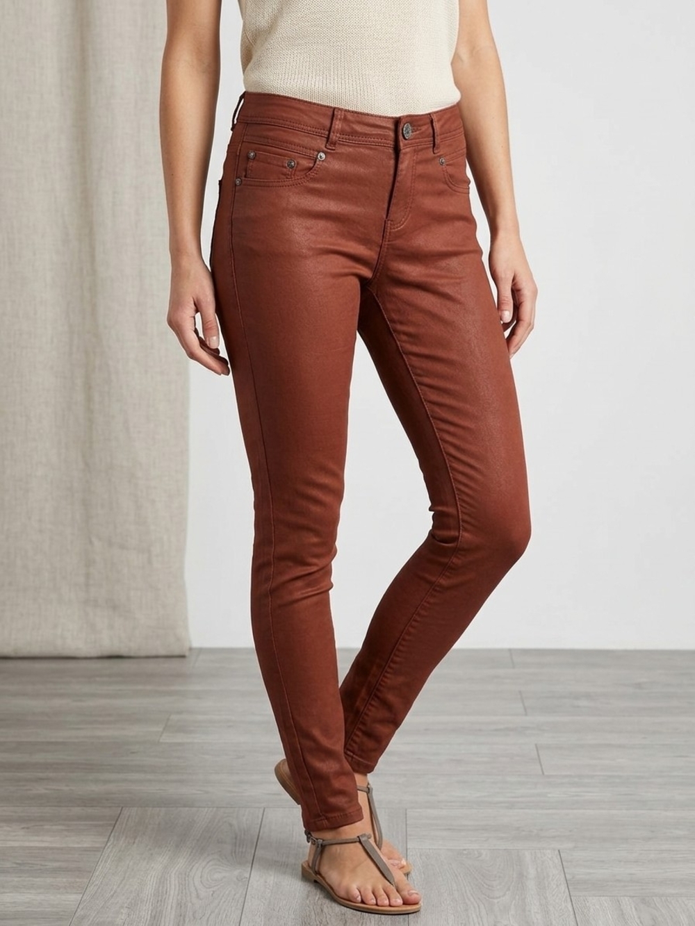 Slim Fit Women’s Jeans in Rust Brown